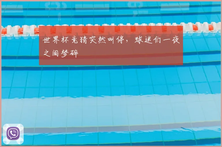 世界杯竞猜突然叫停，球迷们一夜之间梦碎